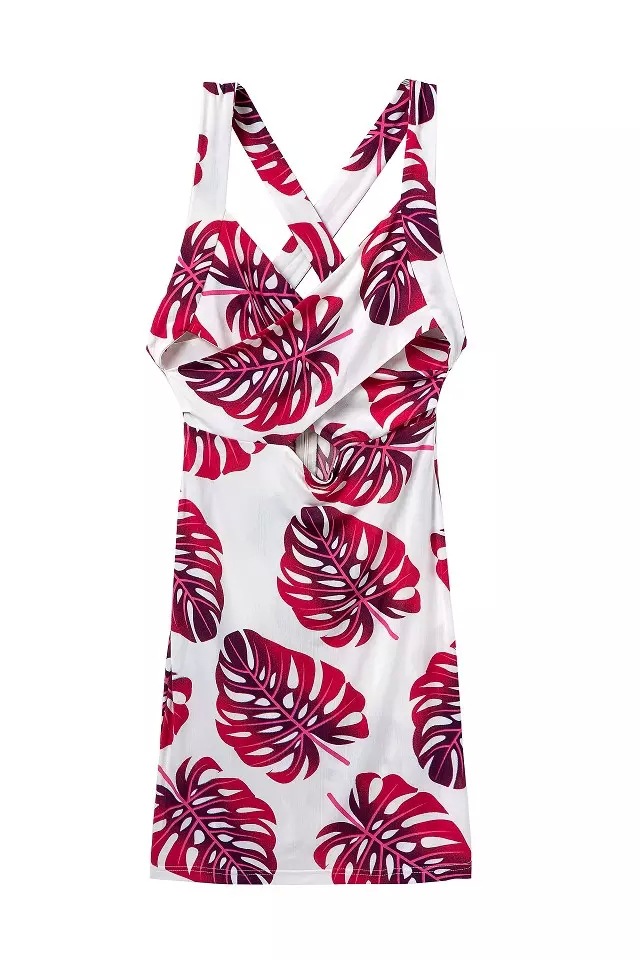 F2400 BEAUTIFUL PALM WRAP DRESS